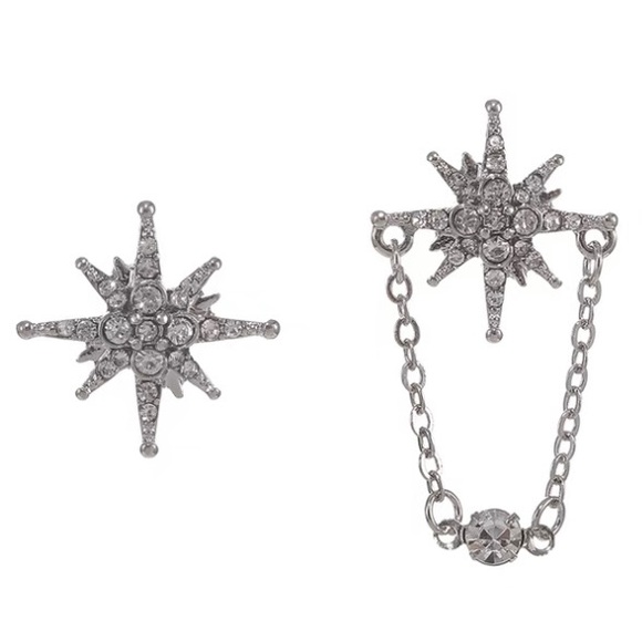 ❤️Seller’s Pick❤️ ❣️$25/3❣️ Star Rhinestones Difference Silver Earrings - Picture 3 of 10